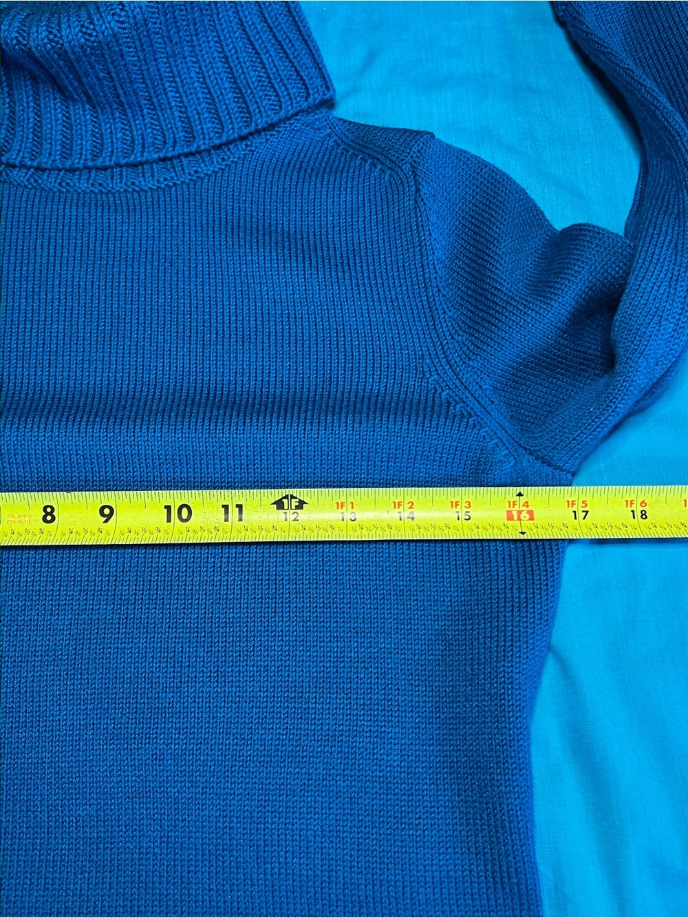 Banana Republic Merino Wool Turtleneck Sweater Blue Button Cuff Y2K 2007 S - Picture 6 of 16
